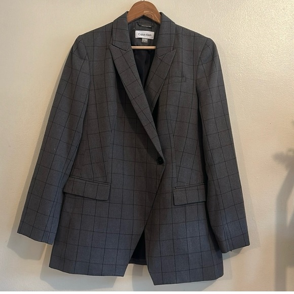 Calvin Klein Window Pane Gray Suit - Picture 1 of 3